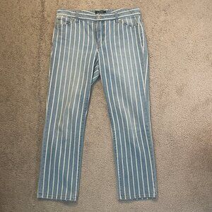 Lauren by Ralph Lauren ankle length striped denim pants. 26" inseam. Size 10.